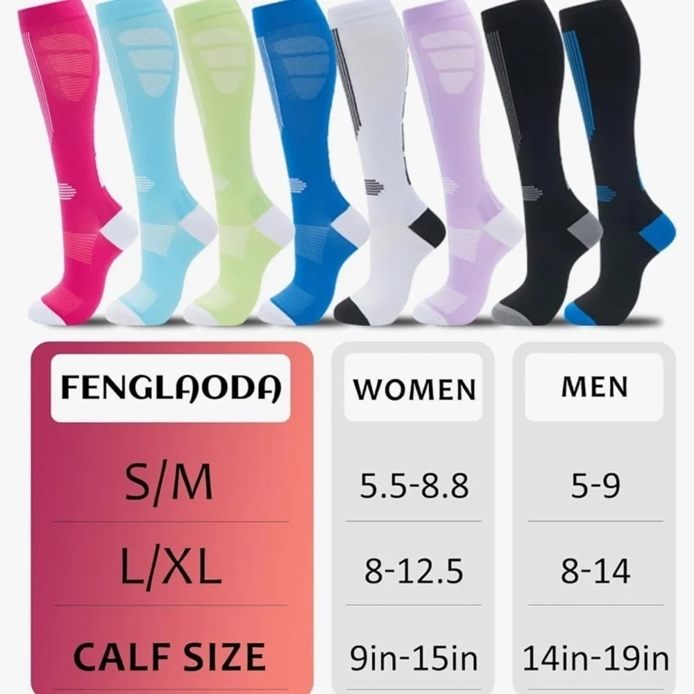 Colorful Compression Socks, 20-30mmHg compression (1 pair), Fresh Spring Colors
